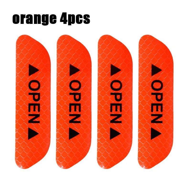 4-Piece Car Door Warning Reflector Kit | "OPEN" Safety Stickers for Interior & Exterior | Night Visibility Reflective Tape