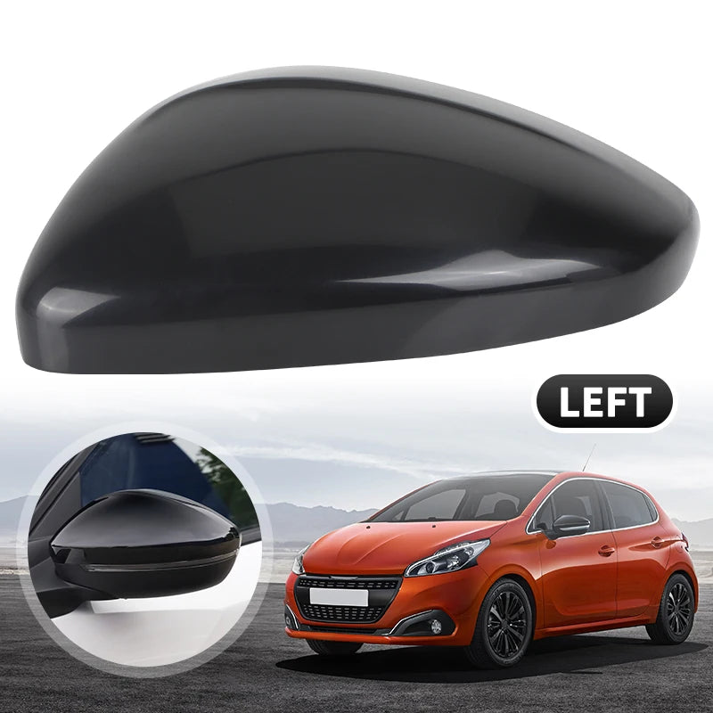Pair of Door Mirror Cover Caps | Replacement Housing for Peugeot 208 (2012-2019) | Left & Right Side Exterior Shell