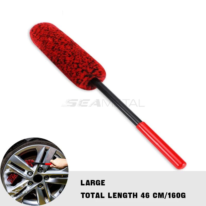 SEAMETAL Bendable Wheel Detailing Brush Set | Flexible Woolies for Car Rim & Tire Cleaning | Scratch-Free Wheel Woolie Kit