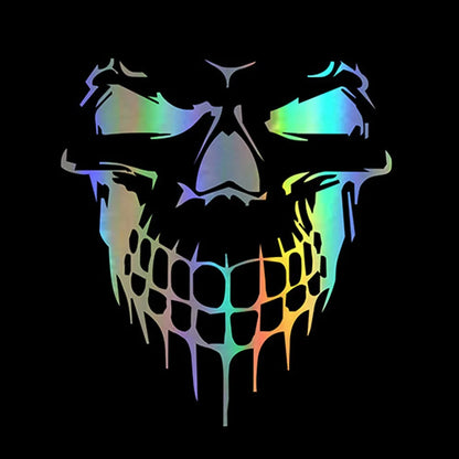 Skull Head Reflective Sticker Decal | Laser Rainbow Design for Motorcycle Helmet & Body | Moto Scooter Windshield Decor
