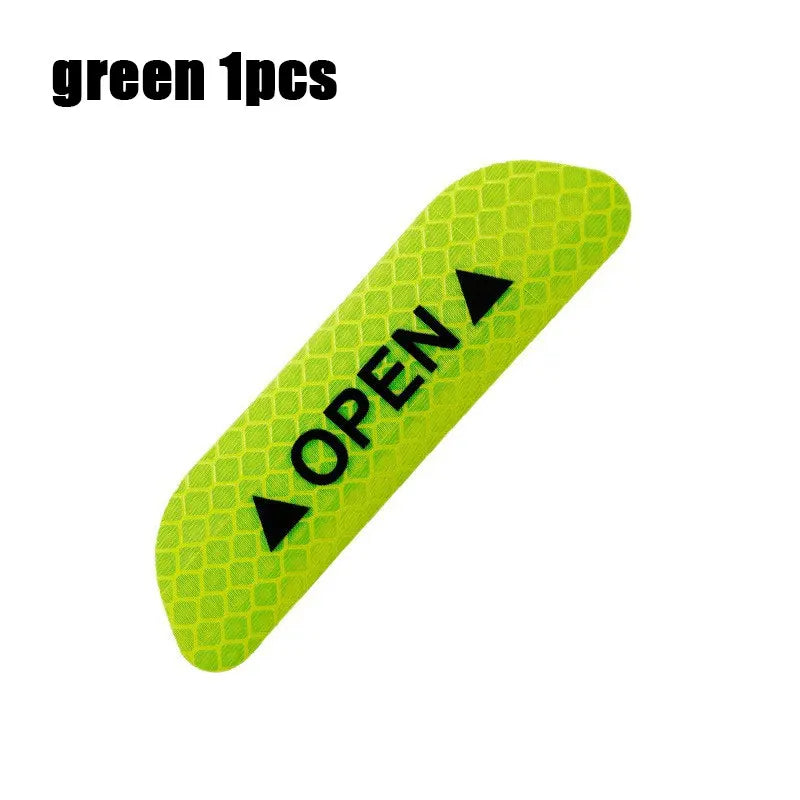 4-Piece Car Door Warning Reflector Kit | "OPEN" Safety Stickers for Interior & Exterior | Night Visibility Reflective Tape