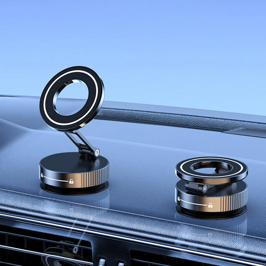 Auto-Folding Electric Car Phone Holder | Strong Vacuum Suction & Magnetic Mount for iPhone | Perfect for Streaming