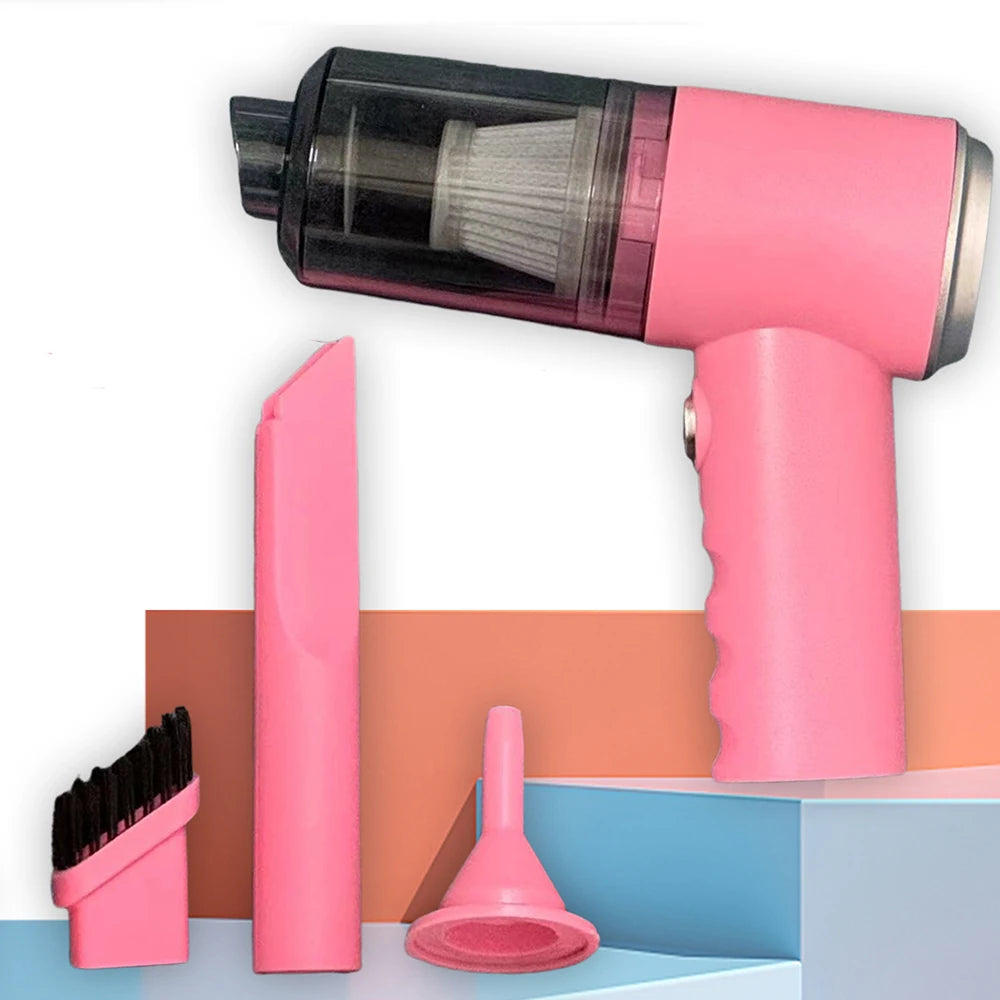 Portable Rechargeable Vacuum & Blower | 3-in-1 Mini Cleaner for Car Interiors & Household Use | USB Charging