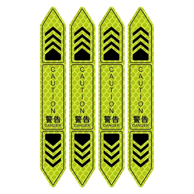 4-Piece Car Door Edge Protector & Warning Sticker Set | Reflective Safety Tape for Exterior & Interior | Prevents Scratches