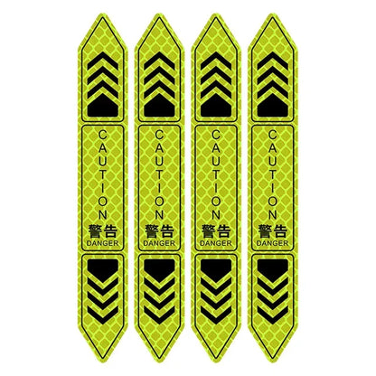4-Piece Car Door Edge Protector & Warning Sticker Set | Reflective Safety Tape for Exterior & Interior | Prevents Scratches
