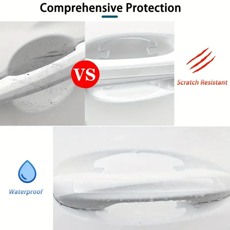 8-Piece Car Door Handle Protection Kit | Scratch-Proof Door Bowl & Cup Guard Film | Invisible Paint Protection Stickers