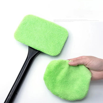 Car Windshield Cleaner Brush Kit Car Inside Window Cleaning Wash Tool Microfiber Wand with Handle Auto Window Easy Defogger Set