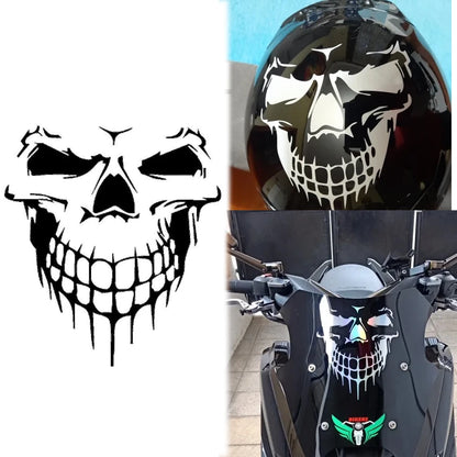 Skull Head Reflective Sticker Decal | Laser Rainbow Design for Motorcycle Helmet & Body | Moto Scooter Windshield Decor