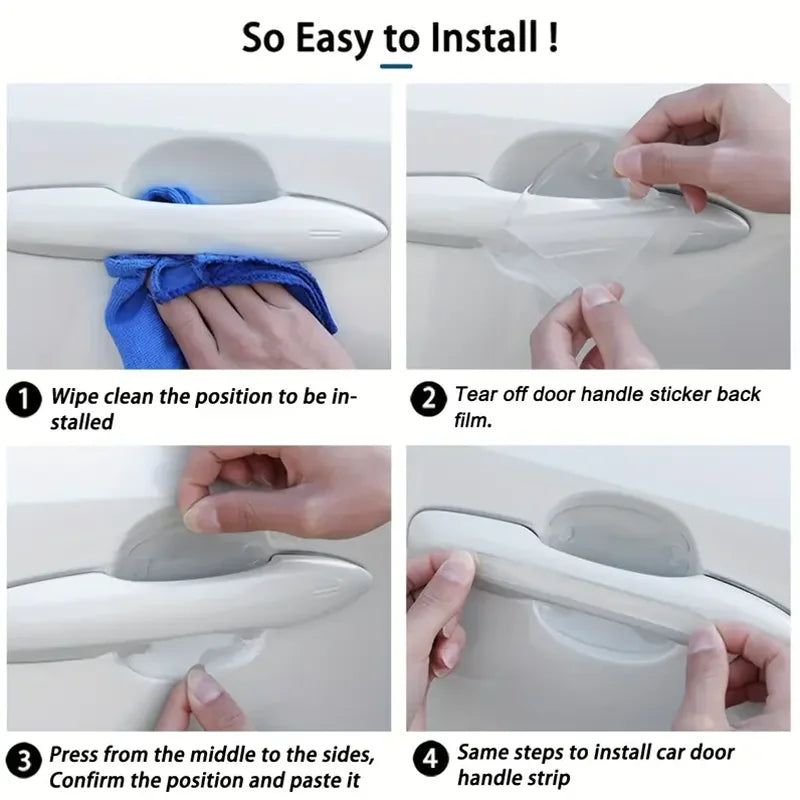 8-Piece Car Door Handle Protection Kit | Scratch-Proof Door Bowl & Cup Guard Film | Invisible Paint Protection Stickers