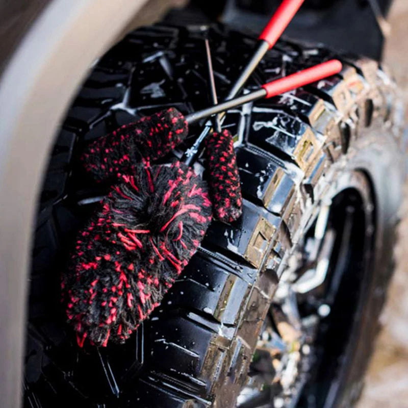 SEAMETAL Bendable Wheel Detailing Brush Set | Flexible Woolies for Car Rim & Tire Cleaning | Scratch-Free Wheel Woolie Kit