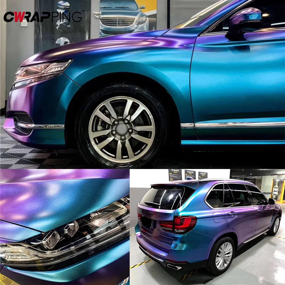 Chameleon Color-Shift Vinyl Wrap Film | Glossy & Matte Air-Release Sticker for Motorcycle & Auto Tuning | Waterproof