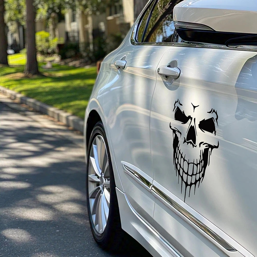 Skull Head Reflective Sticker Decal | Laser Rainbow Design for Motorcycle Helmet & Body | Moto Scooter Windshield Decor