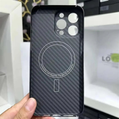 600D Aramid Carbon Fiber Magsafe Phone Case For iPhone 15 16 Pro Max Magnetic Wireless Charging Lens Protection Shockproof Cover