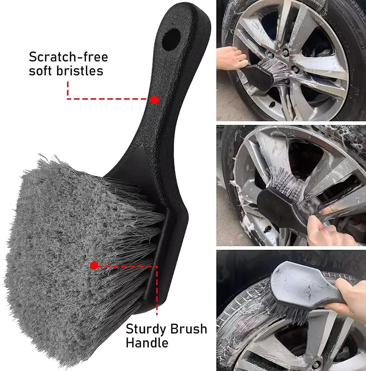 Universal Wheel & Tire Cleaning Brush Kit | Detailing Brushes & Wash Towel for Rim Maintenance | Complete Care Set