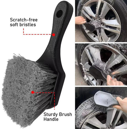 Universal Wheel & Tire Cleaning Brush Kit | Detailing Brushes & Wash Towel for Rim Maintenance | Complete Care Set