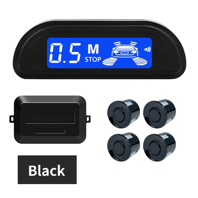 Hippcron 4-Sensor Parking Aid Kit | 3" LCD Display with Backlight | Universal Buzzer & Visual Alerts for Car Reverse Safety