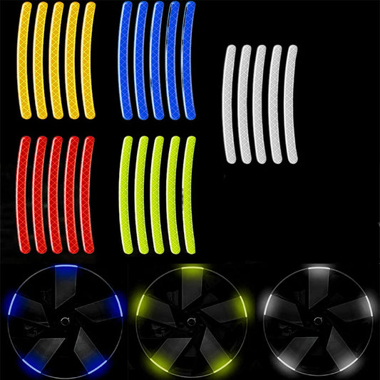 40-Pack Colorful Wheel Reflective Strips | Universal Hub & Rim Decals for Car & Motorcycle | Night Safety Styling Kit