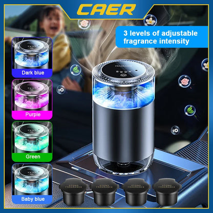 Caer Smart Car Air Freshener | Rechargeable Cloud Mist Diffuser & Humidifier | 3-Level Adjustable Auto Aroma Kit