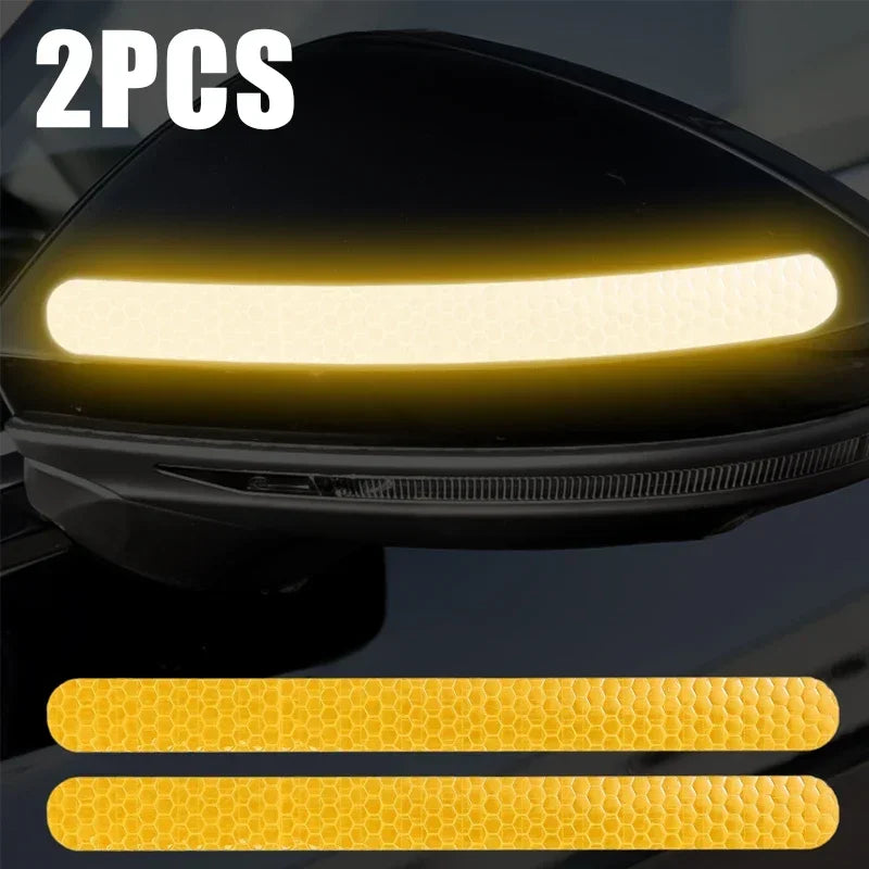 Universal Side Mirror Reflector Strips | Anti-Collision Warning Reflective Tape for Cars | Enhanced Night Visibility