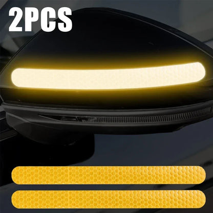 Universal Side Mirror Reflector Strips | Anti-Collision Warning Reflective Tape for Cars | Enhanced Night Visibility