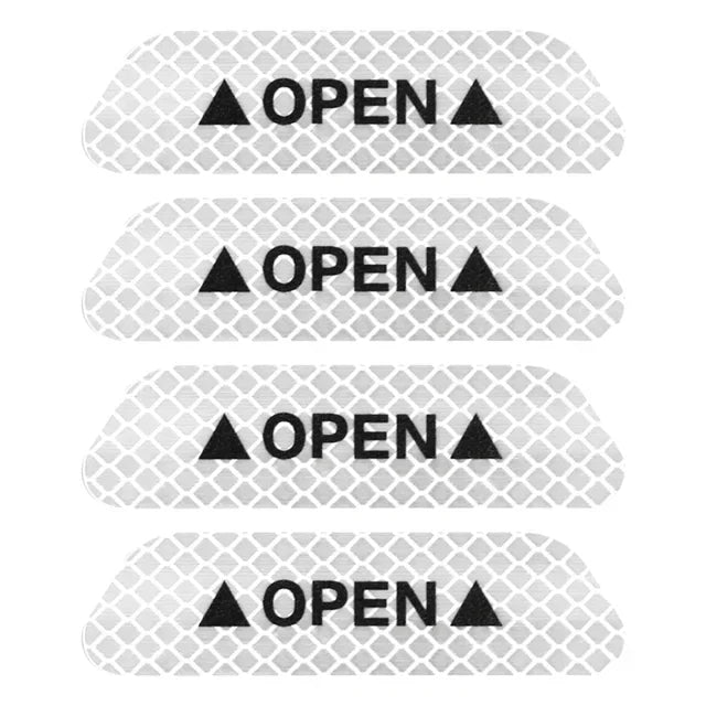 4-Piece Car Door Edge Protector & Warning Sticker Set | Reflective Safety Tape for Exterior & Interior | Prevents Scratches