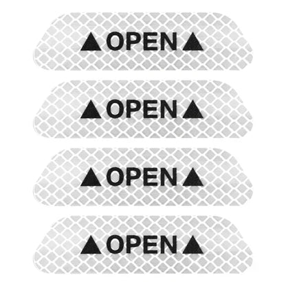 4-Piece Car Door Edge Protector & Warning Sticker Set | Reflective Safety Tape for Exterior & Interior | Prevents Scratches