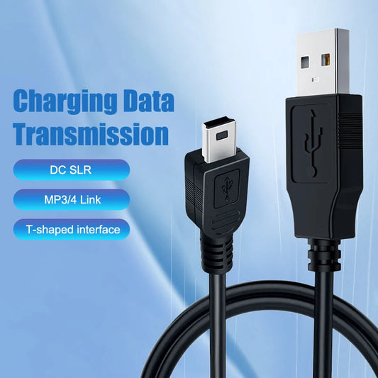 5YOA 0.8M Mini USB Cable | 2.0A Fast Charging & Data Sync for Hard Disk, MP3, Camera, PS3 | 5-Pin Male to USB