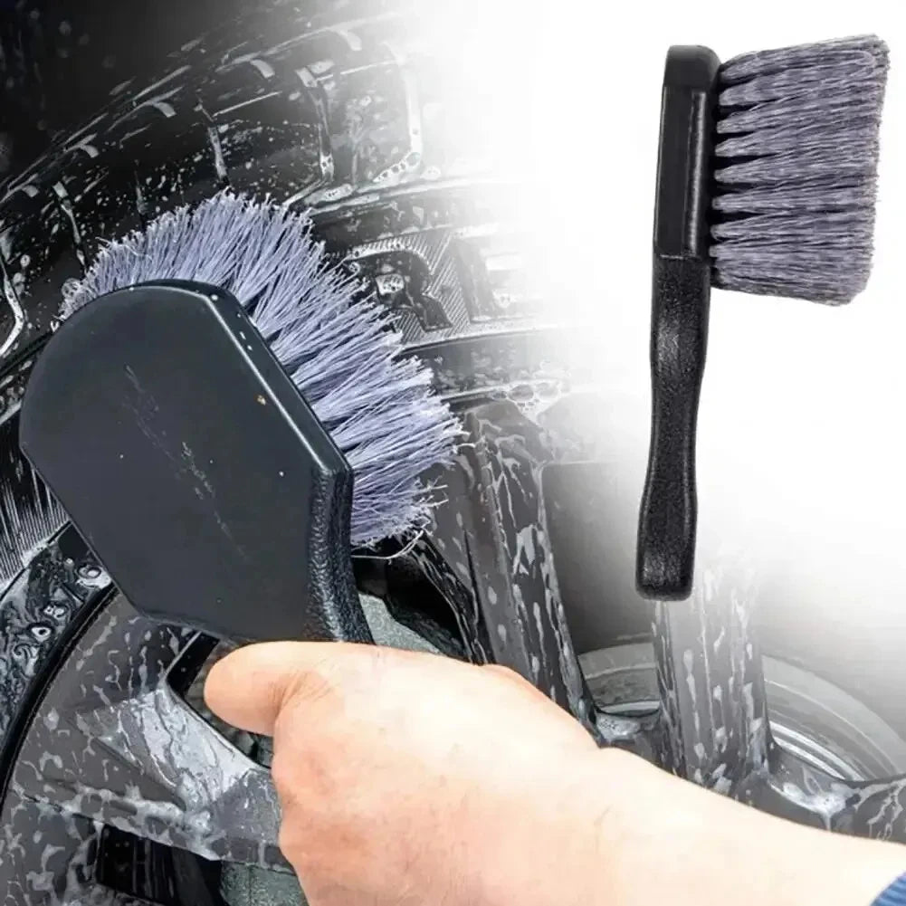 Short-Handle Wheel & Tire Cleaning Brush Set | Durable Detailing Brush for Car Rim Maintenance | Ergonomic Auto Care Kit