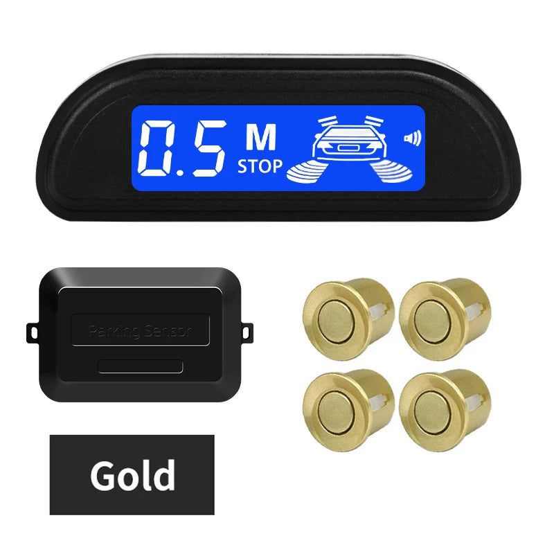 Hippcron 4-Sensor Parking Aid Kit | 3" LCD Display with Backlight | Universal Buzzer & Visual Alerts for Car Reverse Safety