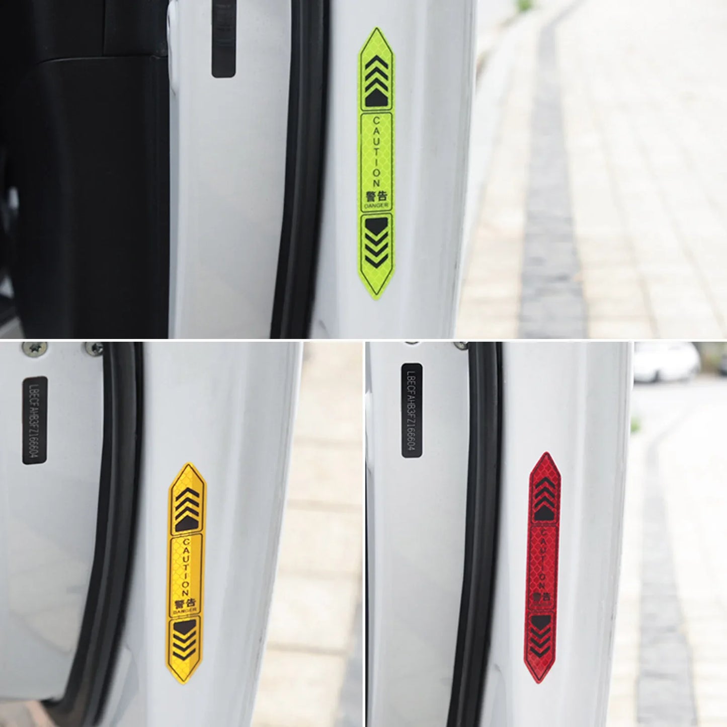 4-Piece Car Door Edge Protector & Warning Sticker Set | Reflective Safety Tape for Exterior & Interior | Prevents Scratches