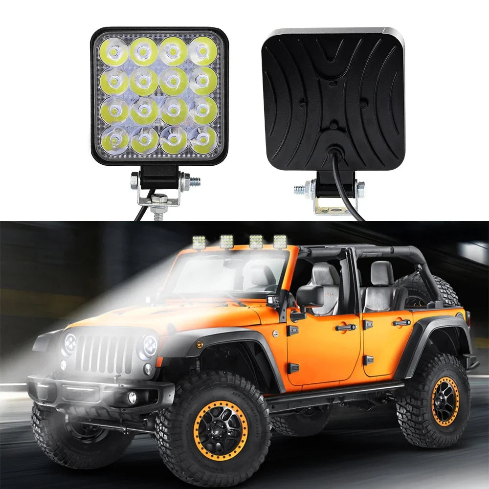 4-Pack 12V 48W Mini LED Light Bar Kit | Spot & Flood Off-Road Work Lights for Jeep, Truck, SUV, ATV | Waterproof 4x4 Pods