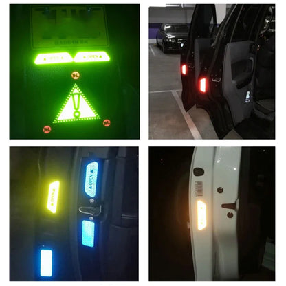 4-Piece "OPEN" Reflective Warning Sticker Set | Night Safety Door Markers for Cars & Bicycles | Easy Peel & Apply Decals