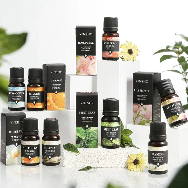 17-in-1 Aromatherapy Oil Collection | 10ml Bottles for Home Diffuser, Car Freshener & Humidifier | Lavender, Rose & More