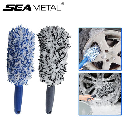Soft Wheel Detailing Brush | for Alloy Rim & Tire Cleaning | SEAMETAL Plush Hub Dust Removal Tool