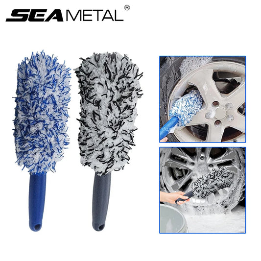 Soft Wheel Detailing Brush | for Alloy Rim & Tire Cleaning | SEAMETAL Plush Hub Dust Removal Tool