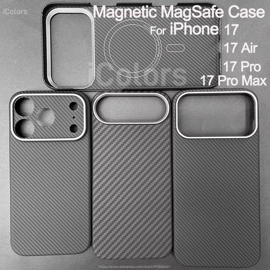 Magnetic MagSafe Case for iPhone 17 Pro Max/17 Pro/17 Air/17 Aramid Carbon Fiber Case Ultra thin Lightweight Aramid Fiber Cover