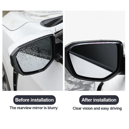 2 Pack Car Rearview Mirror Rain Shield - Universal Carbon Fiber Rain Eyebrow Cover for Side Mirrors, Waterproof Rain Guard