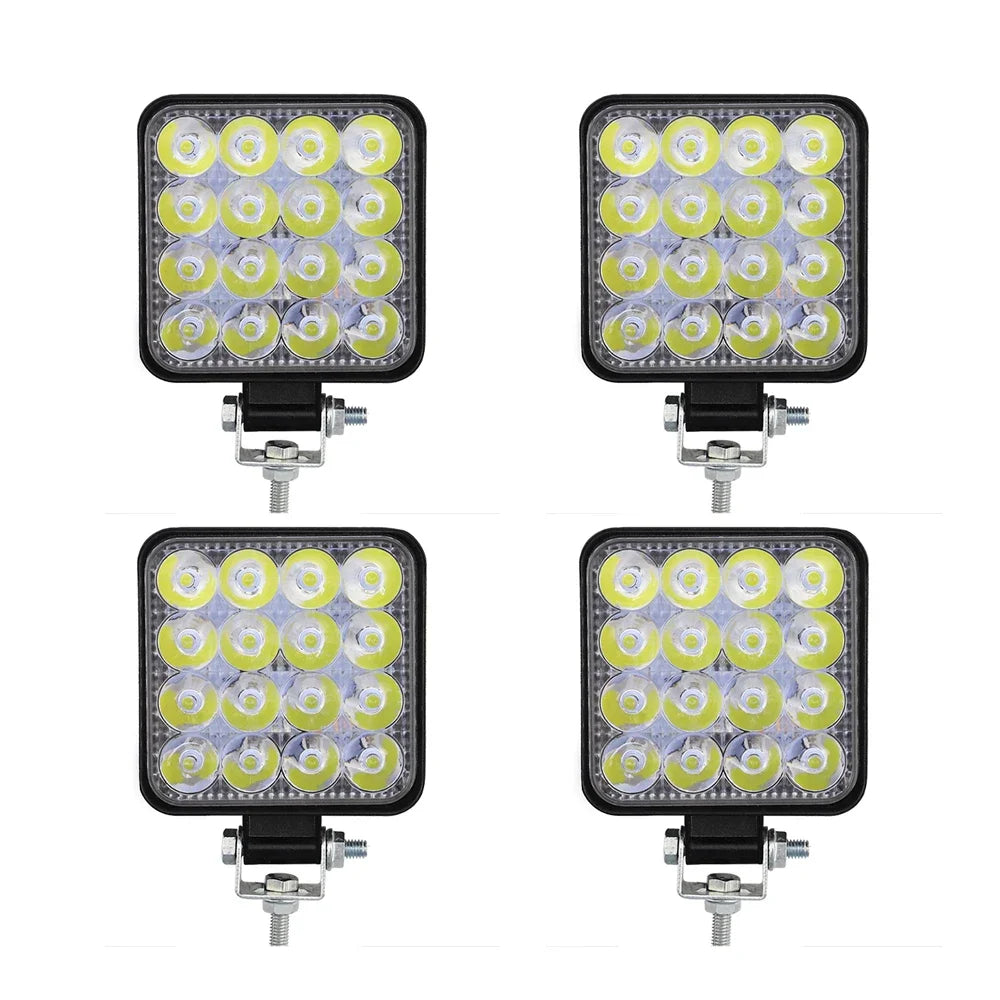 4-Pack 12V 48W Mini LED Light Bar Kit | Spot & Flood Off-Road Work Lights for Jeep, Truck, SUV, ATV | Waterproof 4x4 Pods