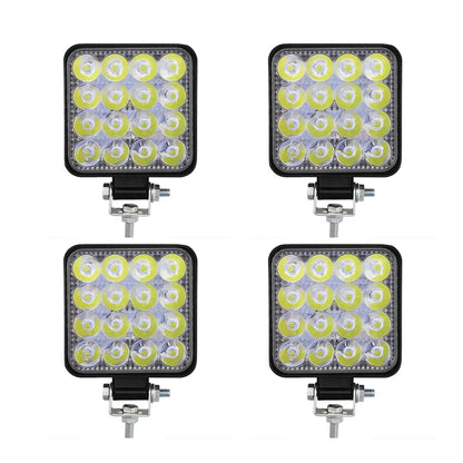 4-Pack 12V 48W Mini LED Light Bar Kit | Spot & Flood Off-Road Work Lights for Jeep, Truck, SUV, ATV | Waterproof 4x4 Pods