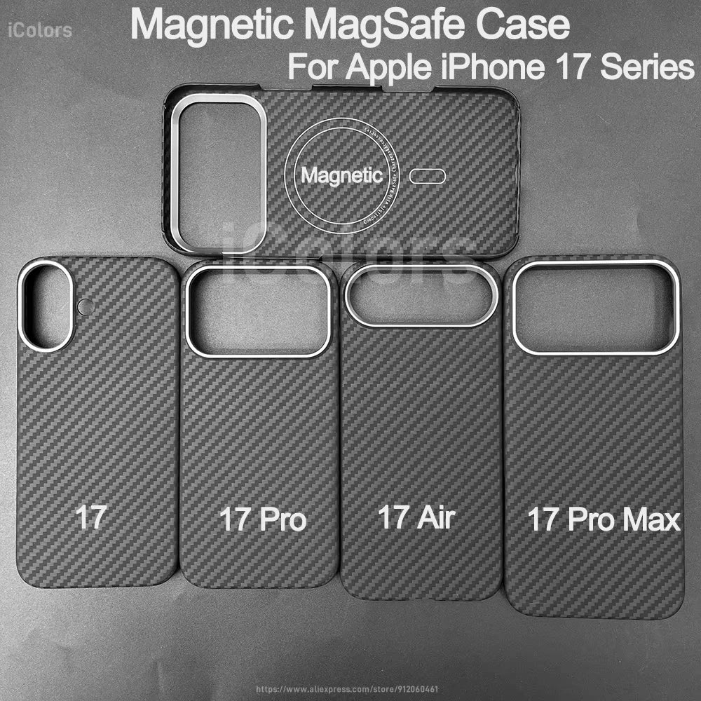 Magnetic MagSafe Case for iPhone 17 Pro Max/17 Pro/17 Air/17 Aramid Carbon Fiber Case Ultra thin Lightweight Aramid Fiber Cover