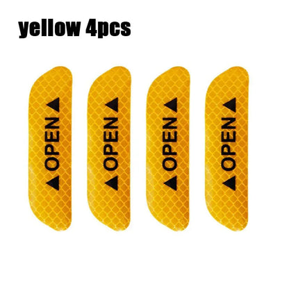 4-Piece Car Door Warning Reflector Kit | "OPEN" Safety Stickers for Interior & Exterior | Night Visibility Reflective Tape