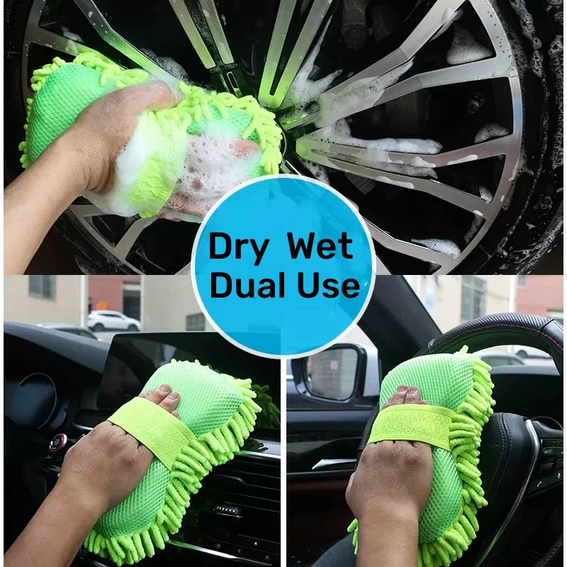 Complete Car Wash Kit | with Microfiber Sponge, Detailing Brushes, Towel & Gloves | Auto Styling & Care Accessories