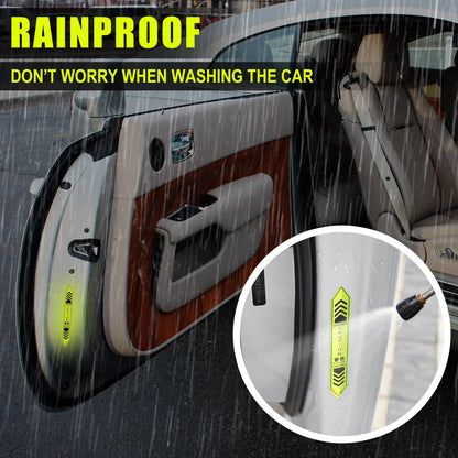 4-Piece Car Door Edge Protector & Warning Sticker Set | Reflective Safety Tape for Exterior & Interior | Prevents Scratches
