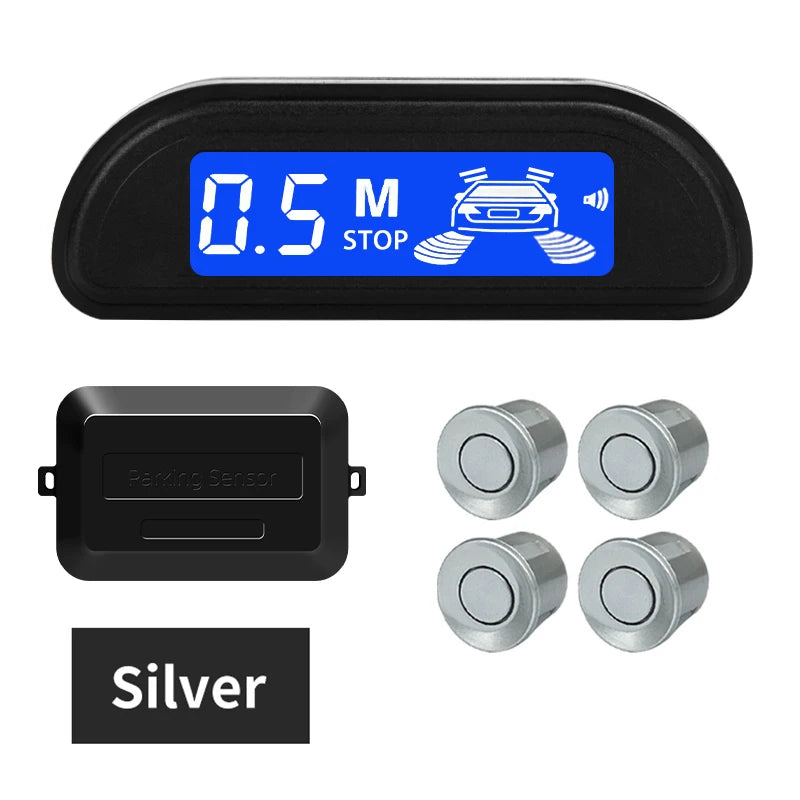 Hippcron 4-Sensor Parking Aid Kit | 3" LCD Display with Backlight | Universal Buzzer & Visual Alerts for Car Reverse Safety