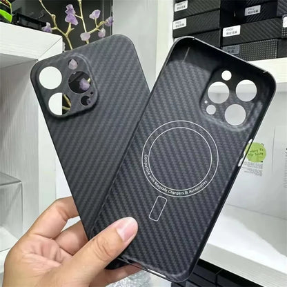 600D Aramid Carbon Fiber Magsafe Phone Case For iPhone 15 16 Pro Max Magnetic Wireless Charging Lens Protection Shockproof Cover
