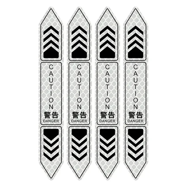 4-Piece Car Door Edge Protector & Warning Sticker Set | Reflective Safety Tape for Exterior & Interior | Prevents Scratches
