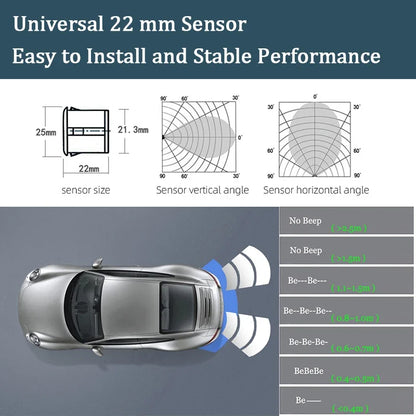 Hippcron 4-Sensor Parking Aid Kit | 3" LCD Display with Backlight | Universal Buzzer & Visual Alerts for Car Reverse Safety