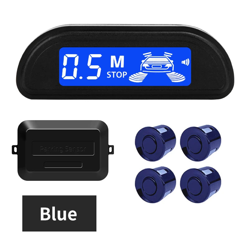 Hippcron 4-Sensor Parking Aid Kit | 3" LCD Display with Backlight | Universal Buzzer & Visual Alerts for Car Reverse Safety