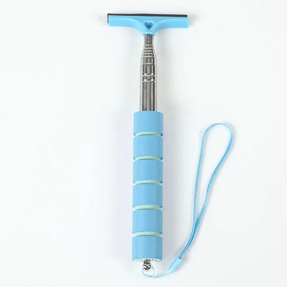 Car Mirror & Glass Cleaning Tool | Telescopic Handle with Wiper and Scraper | Reach Difficult Interior & Exterior Spots