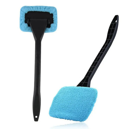 Car Windshield Cleaner Brush Kit Car Inside Window Cleaning Wash Tool Microfiber Wand with Handle Auto Window Easy Defogger Set